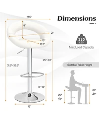 Gymax Set of 4 Adjustable Bar Stools Swivel Pub Chairs Barstools Pu Leather