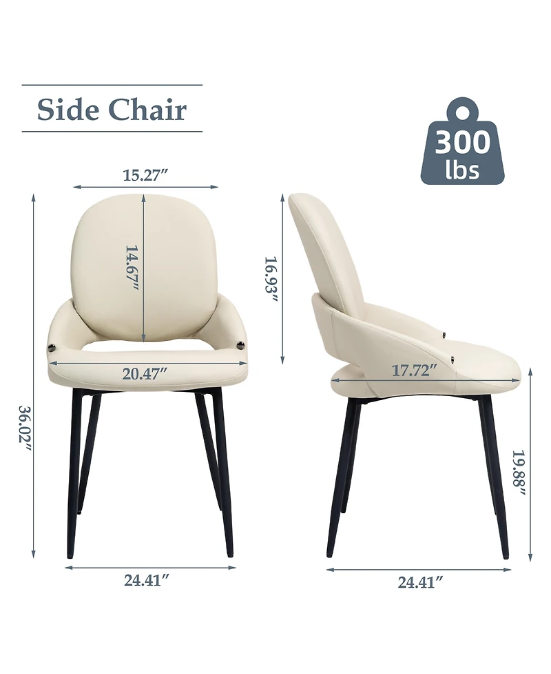 Dyhome Faux Leather Upholstered Dining Chairs Set of 6, Modern Design Side With Metal Leg and Back