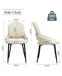 Dyhome Faux Leather Upholstered Dining Chairs Set of 6, Modern Design Side With Metal Leg and Back