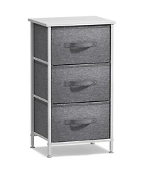 Sorbus Nightstand with 3 Drawers - Steel Frame, Wood Top & Easy Pull Fabric Bins - Perfect for Home, Bedroom, Office & College Dorm