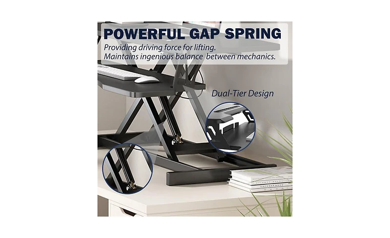 Slickblue Sit to Stand Desk Converter with Dual Monitor and Laptop Workstation