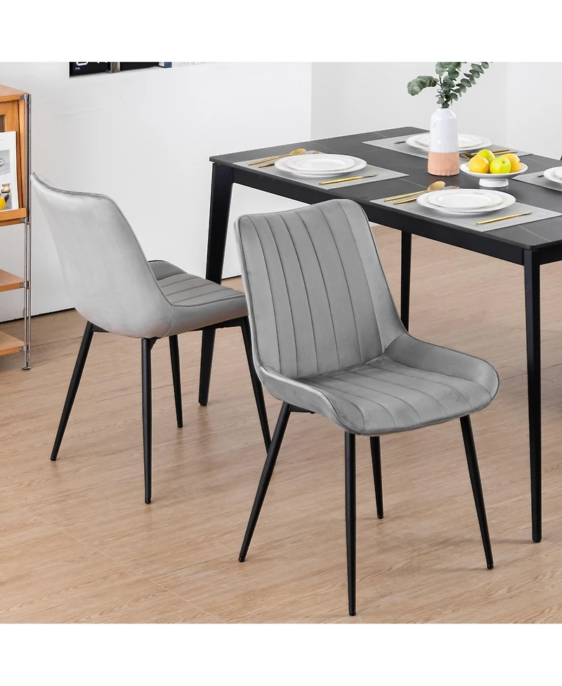 Dyhome Mid Century Dining Chairs, Upholstered Metal Side Chair