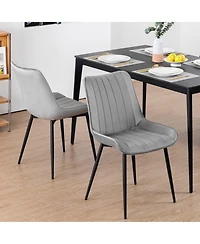 Dyhome Mid Century Dining Chairs, Upholstered Metal Side Chair
