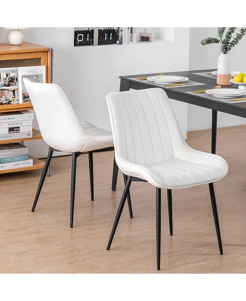 Dyhome Mid Century Dining Chairs, Upholstered Metal Side Chair