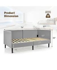 Gouun Twin Size Daybed Frame with Sturdy Wooden Slat Support