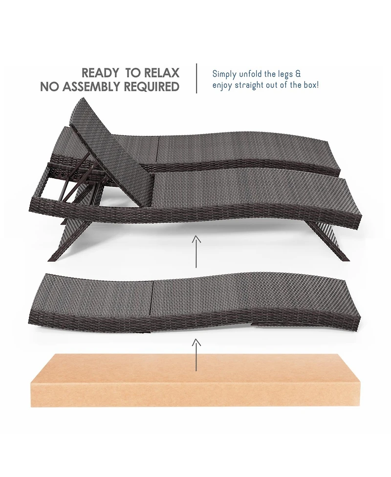 Nestl Outdoor Patio Chaise Wicker Lounge Chair with Reclining Backrest