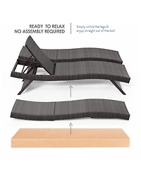 Nestl Outdoor Patio Chaise Wicker Lounge Chair with Reclining Backrest
