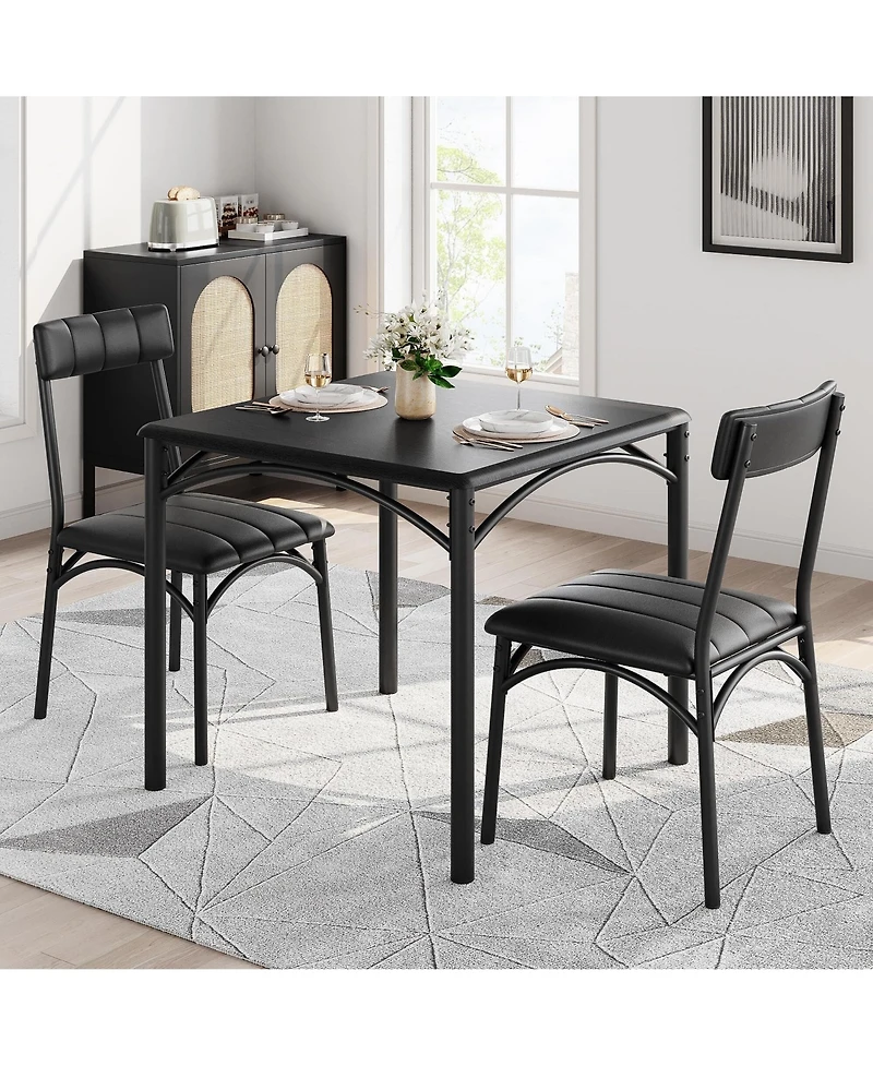 gaomon Dining Table Set Breakfast Nook with 2 Chairs Kitchen Dining Room Table Set for Dining Room, Dinette Compact Space-Saving,Metal Steel Frame