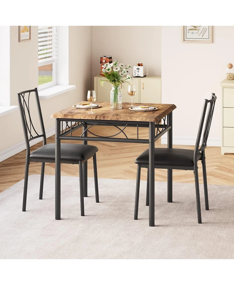gaomon Dining Table and Chairs Set, Square Dining Room Table Set for Kitchen, Dining Room, Apartment, Dinette, Breakfast-Rustic Upholstered Chairs