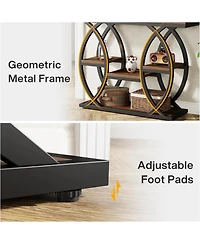 Tribesigns 39.4" Console Table, Industrial 4-Tier Sofa Table Entryway Table with Storage Shelves, Narrow Wood Accent Tables with Metal Frame for Small