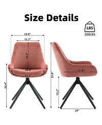 Dyhome Linen Upholstered Swivel Side Chair, Mid Century Modern Dining Chairs with Metal Frame, Set of 1