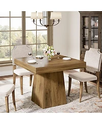Tribesigns Square Dining Table for 4, 31.5-Inch Kitchen Table Small Dinner Table with Sturdy Pedestal Base, Farmhouse Dining Room Table