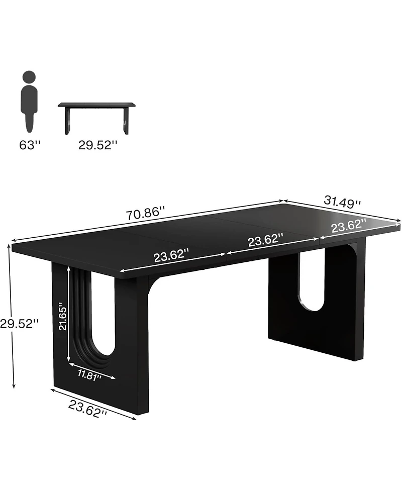 Tribesigns Modern Dining Table for 6 to 8 People, 71" Large Kitchen Table, Rectangular Long Dinner Kitchen, Room, Living