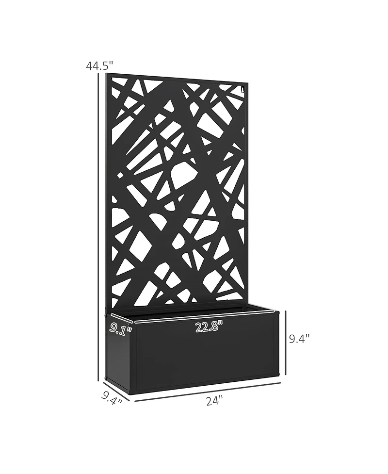 Outsunny Metal Raised Garden Bed with Privacy Screen Outdoor Planter Box