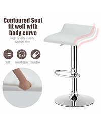 Gymax Set of 2 Pu Leather Swivel Bar Stool Adjustable Kitchen Counter Chairs White