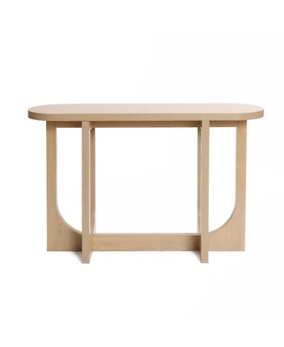 LuxenHome Natural Finish Mdf Wood 47-Inch Long Oval Console Table