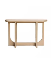 LuxenHome Natural Finish Mdf Wood 47-Inch Long Oval Console Table