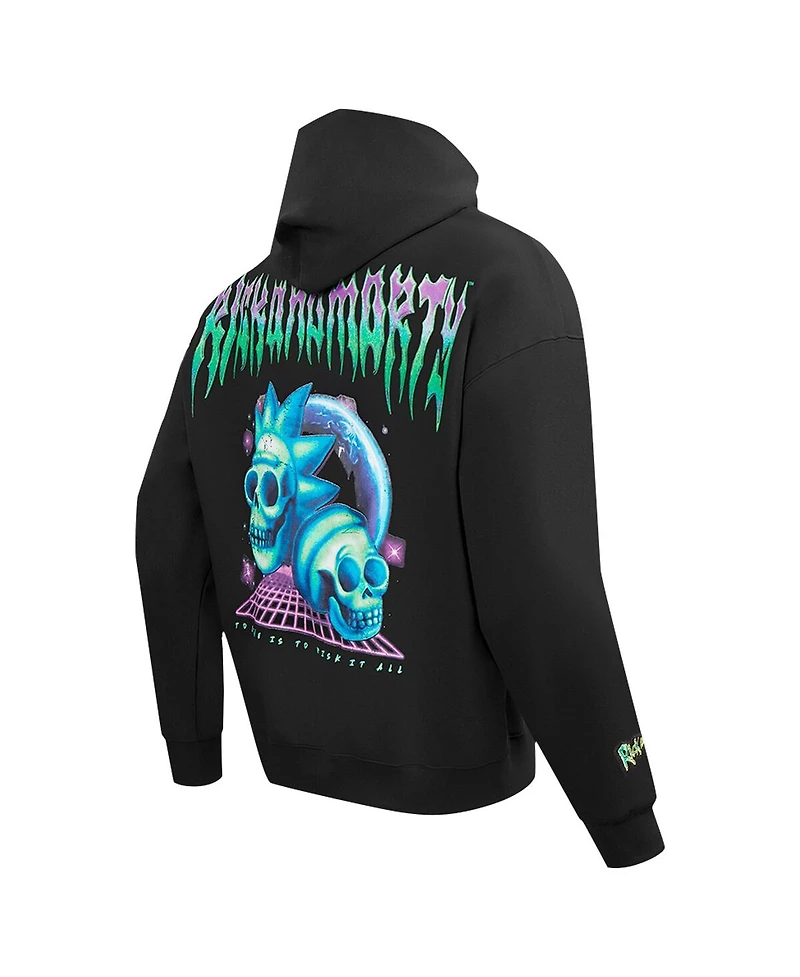 Freeze Max Men's Black Rick And Morty Rockstar Loose Fit Pullover Hoodie