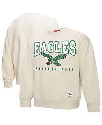 Mitchell & Ness Women's Cream Philadelphia Eagles Fandom Fleece Pullover Sweatshirt