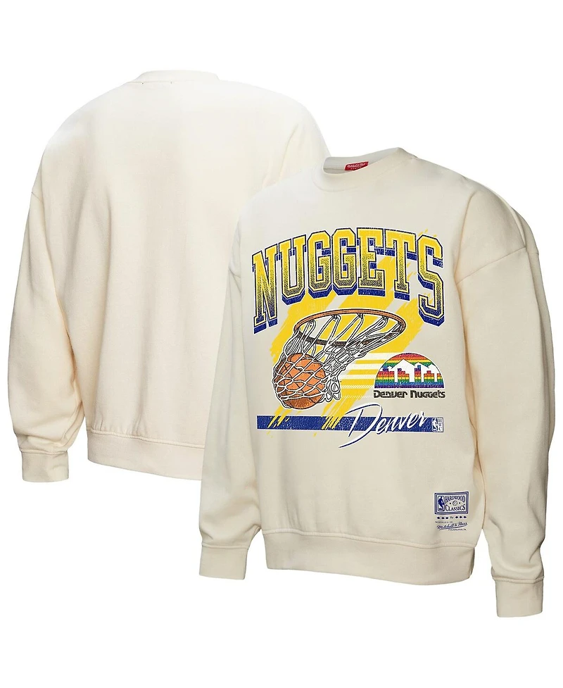 Mitchell & Ness Women's Cream Denver Nuggets Brush Bucket Pullover Sweatshirt