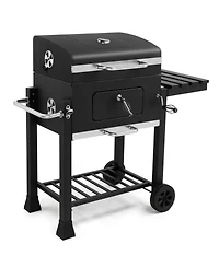 Slickblue Charcoal Grill with Foldable Side Table and Wheels for Portable and Convenient Outdoor Cooking