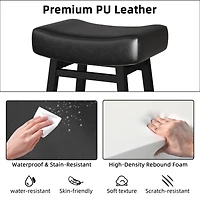 Dyhome Bar Stools Set of 2, 28 Inches Modern Counter Height with Curved Back Metal Legs, Upholstered Tall Barstools for Kitchen Island, Caf