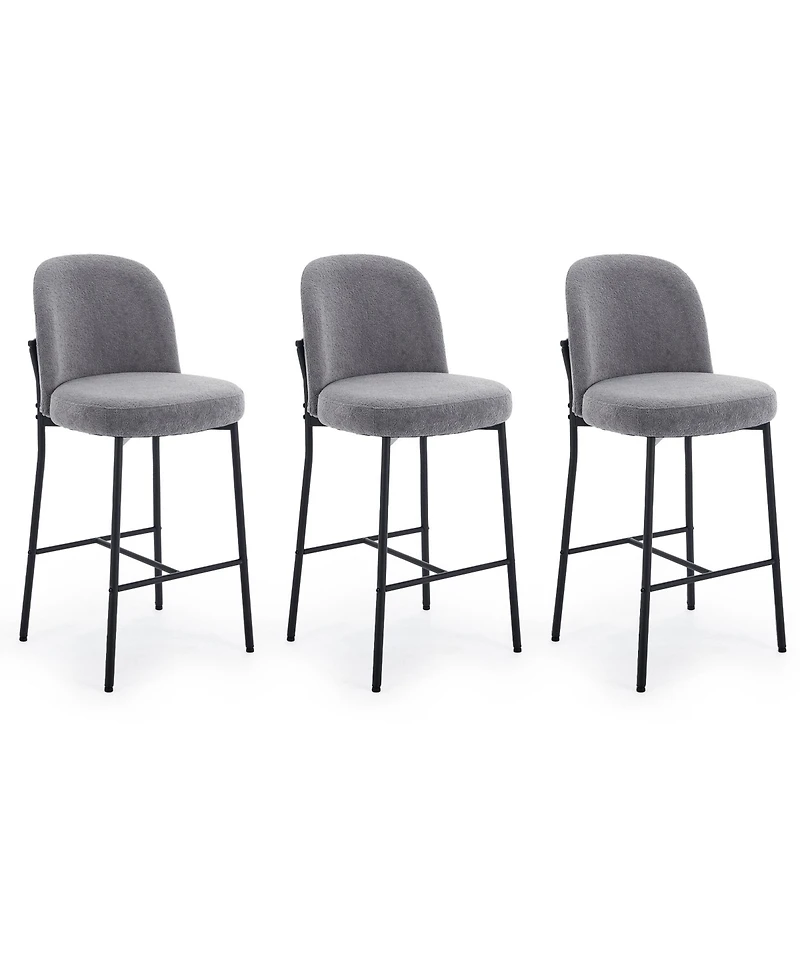 Dyhome Bar Stools Set of 3, 28 Inches Modern Counter Height Bar Stools with High Back Metal Legs, Upholstered Tall Barstools for Kitchen Island, Cafe,