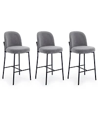 Dyhome Bar Stools Set of 3, 28 Inches Modern Counter Height Bar Stools with High Back Metal Legs, Upholstered Tall Barstools for Kitchen Island, Cafe,