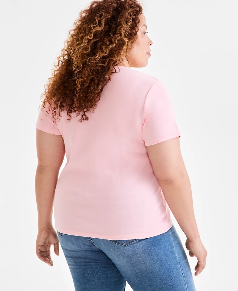 Style & Co Plus Size Short-Sleeve V-Neck Top, Exclusively at Macy's