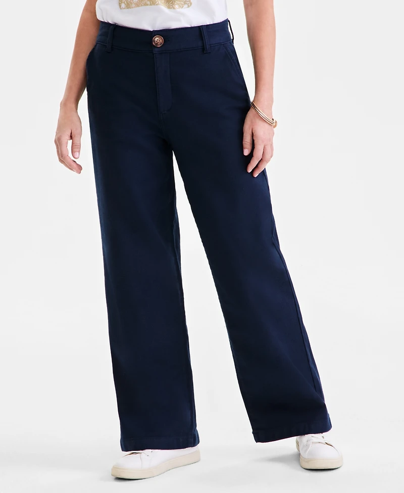Style & Co Petite Mid-Rise Dobby Twill Wide-Leg Pants, Exclusively at Macy's