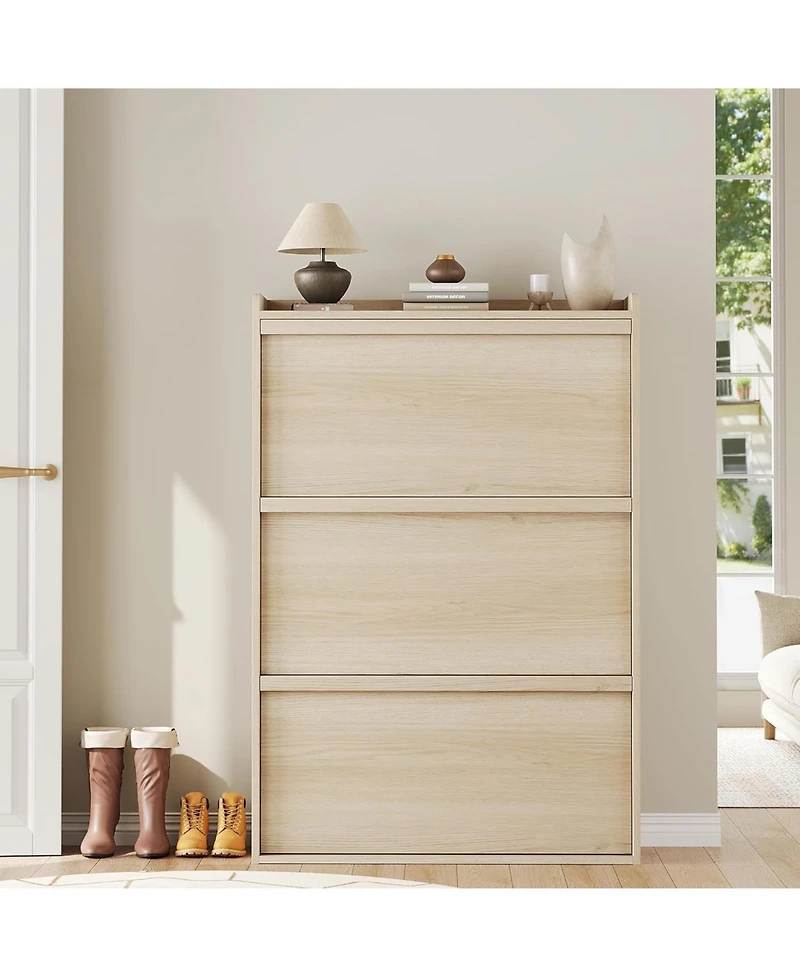 gaomon Shoe Cabinet with 3 Flip Drawers, Modern Shoe Rack Storage Organizer