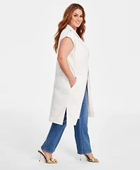 Nina Parker Plus Clasp-Front Duster Vest