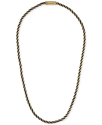 Esquire Men's Jewelry Black Cord Intertwined Rope Link 22" Chain Necklace in Gold-Tone Ion-Plated Stainless Steel, Exclusively at Macy's