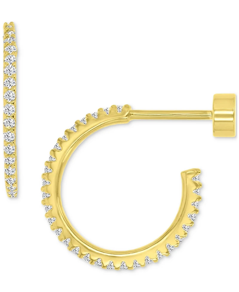 Cubic Zirconia Small Hoop Earrings (1/2 ct. t.w.) 14k Gold-Plated Sterling Silver, 0.62"