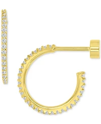 Cubic Zirconia Small Hoop Earrings (1/2 ct. t.w.) 14k Gold-Plated Sterling Silver, 0.62"