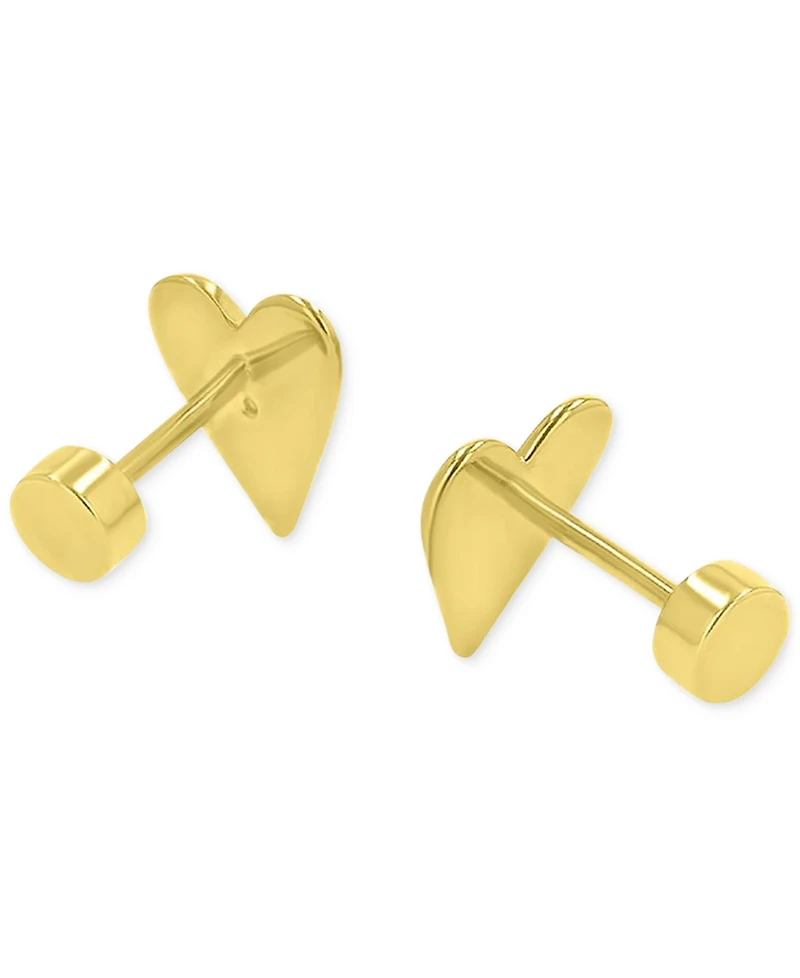 Pave Heart Stud Earrings in 14k Gold-Plated Sterling Silver