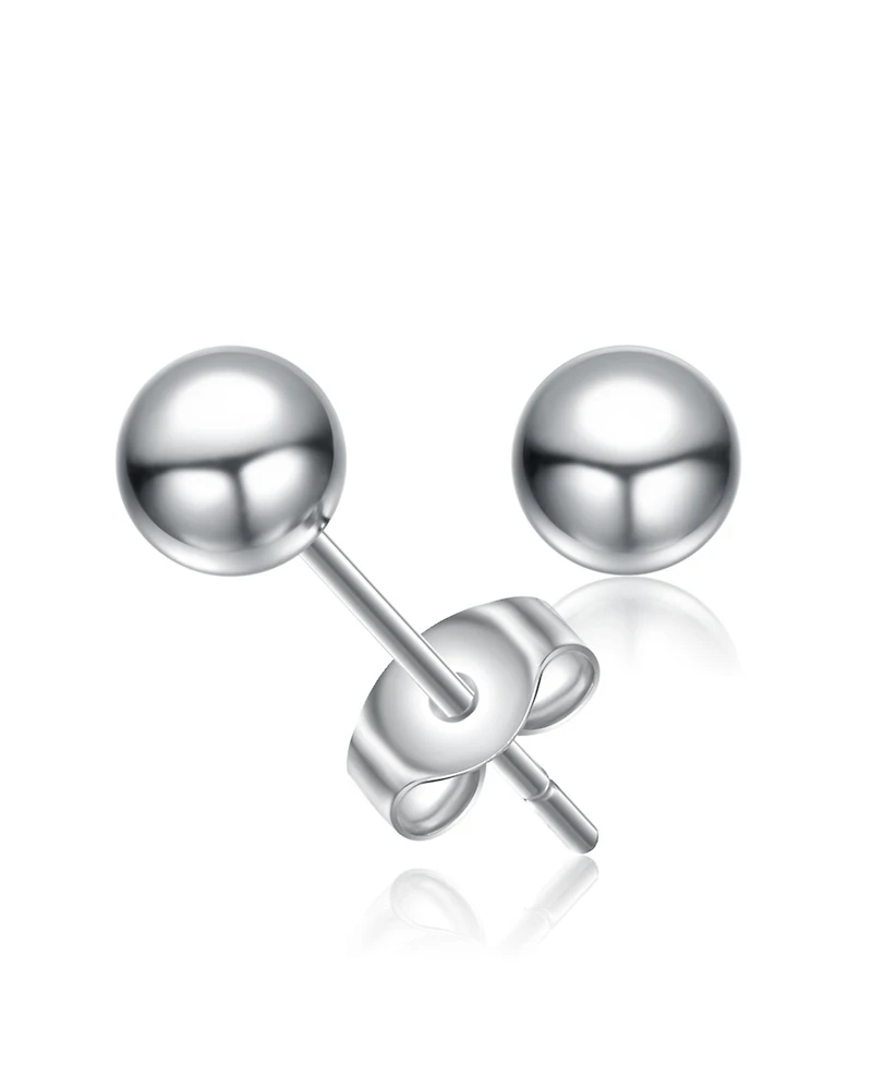GiGiGirl Sterling Silver White Gold Plated Round Ball Stud Earrings