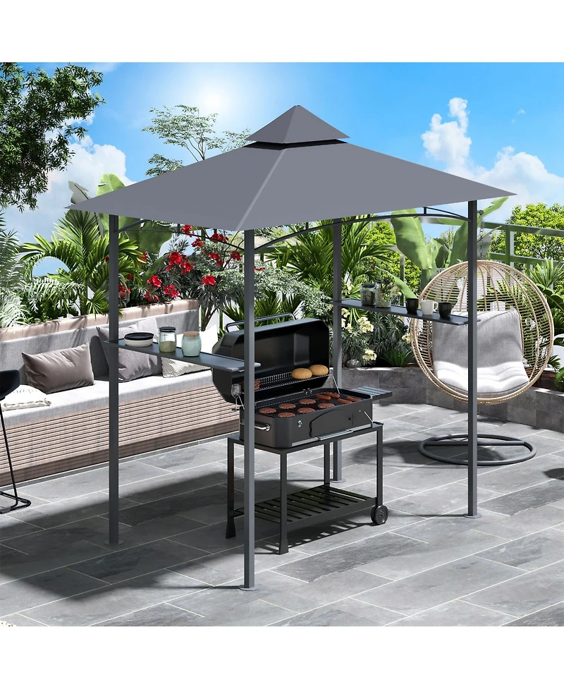 Outsunny 8' x 5' Grill Gazebo with Double Roof Bbq Gazebo,