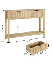 gaomon Farmhouse Entryway Table,43 Inch Wood Console Table with 2 Drawers,2 Tier Sofa Table with Storage for Living Room, Foyer Tables for Entryway