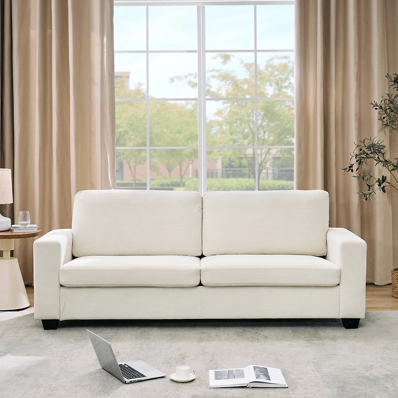 Comfy Couch for Living Room, 83-inch Corduroy Sofa with Removable Cover, 3 Seater Couch Modern Sofa with Deep Seats for Bedroom Apartment Home Office,