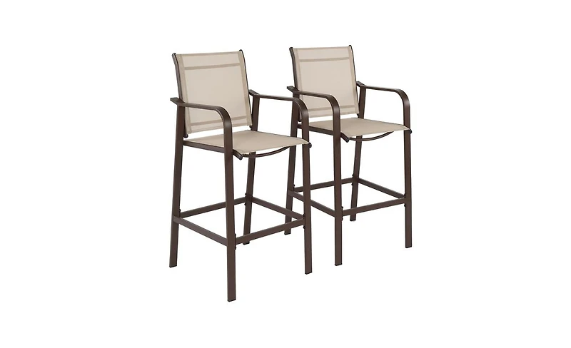 Slickblue 2PCS Wrought Iron Frame Garden Bar Chairs with Cloth Surface