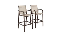 Slickblue 2PCS Wrought Iron Frame Garden Bar Chairs with Cloth Surface