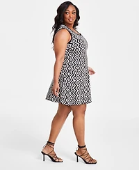 Nina Parker Plus Geo-Print Fit & Flare Sweater Dress