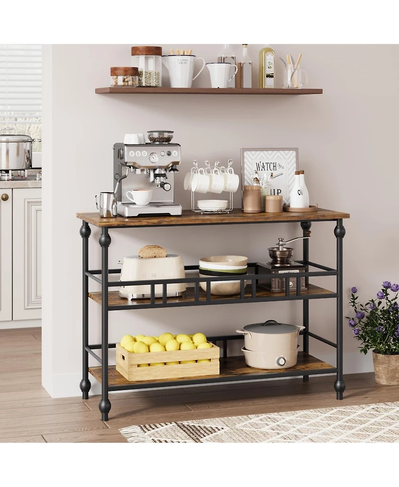 gaomon Narrow Entryway Table with Storage 43" 3-Tier Sofa Tables Industrial Console Storage/Display Shelf Hallway for Living Room, Fo
