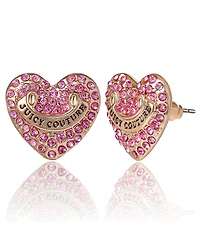 Juicy Couture Heart Crystal Stud Earrings - Gold-Tone with Crystals