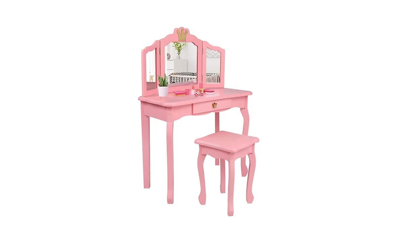 Slickblue Charming Children's Dressing Table with Storage for Kids' Room