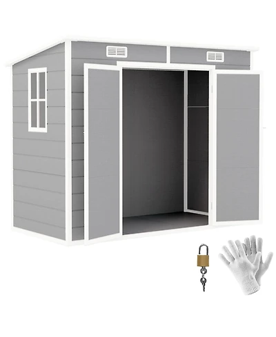 Outsunny 8' x 4' Outdoor Storage Shed, Resin Shed with Floor,