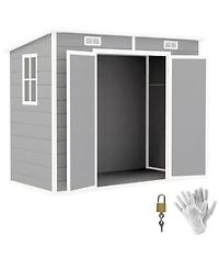 Outsunny 8' x 4' Outdoor Storage Shed, Resin Shed with Floor,