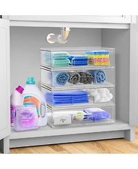 Sorbus 4 Pack Clear Acrylic Drawer Organizers - Makeup Case Pull-Out Drawers (12.1 Wide)