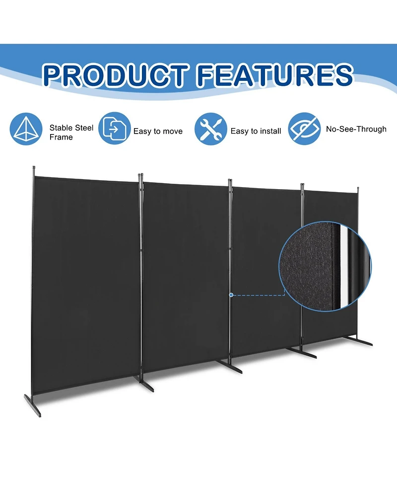 Slickblue Carbon Steel Frame Foldable Screen for Privacy and Versatile Room Partition
